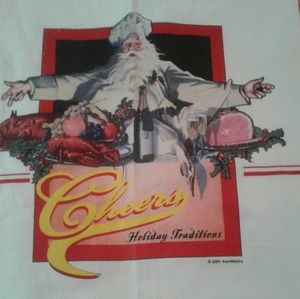 Vintage Kentfield's 2001 Christmas Holiday Santa Tea Towel Made in Russia